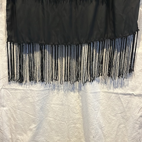 SILKY BLEND PASHMINA 22" x 78"" beaded fringed detail trim black GUC - Picture 5 of 5